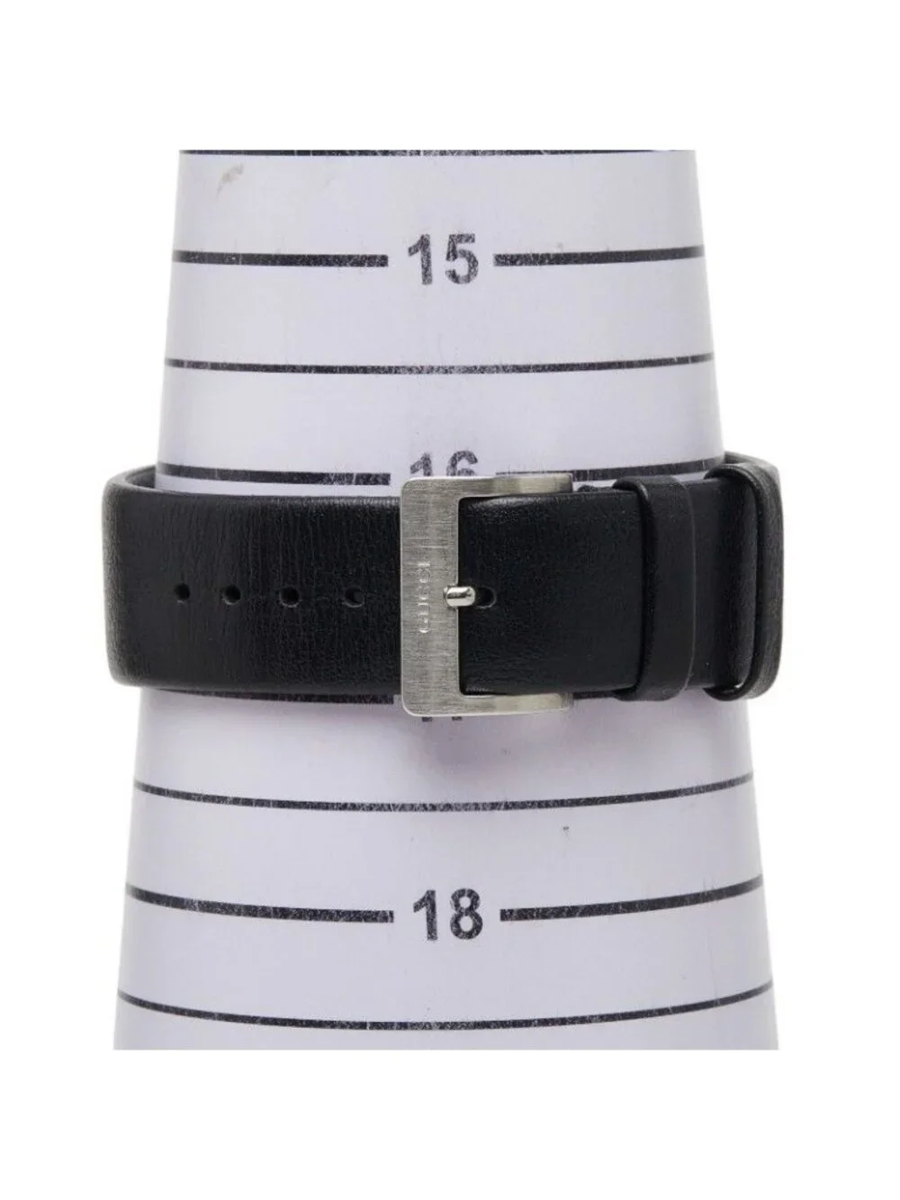 Gucci Watch Black Silver Stainless Steel Leather